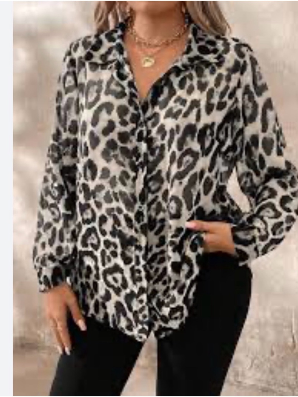 Motel Rocks Black & White Leopard Print Button-Down Shirt